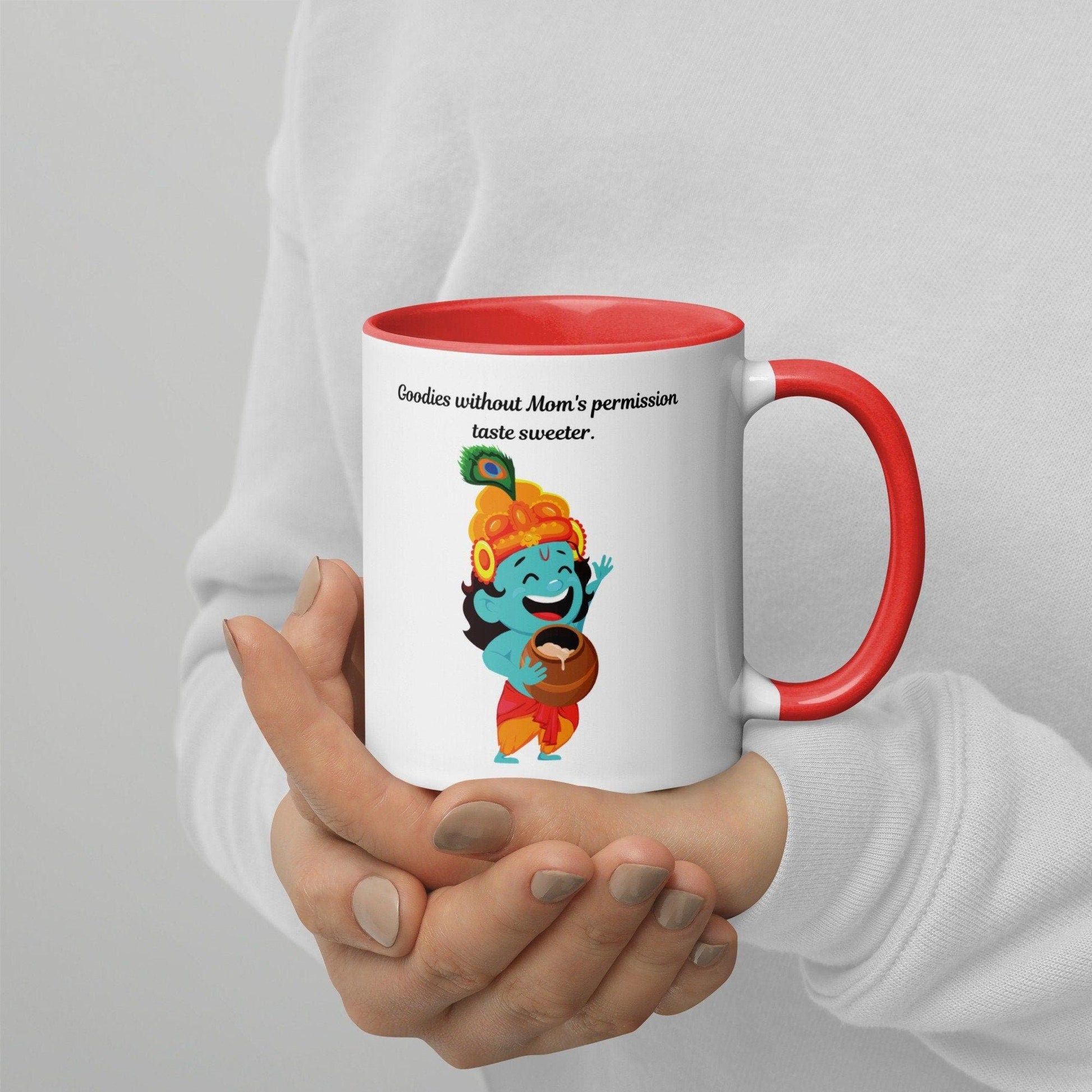 Baby Krishna stealing, multicolour ceramic mug