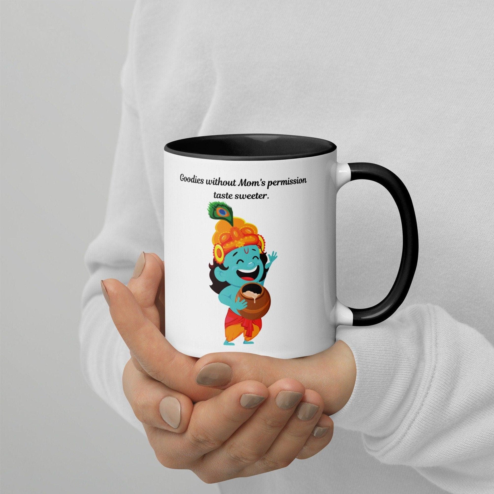 Baby Krishna stealing, multicolour ceramic mug