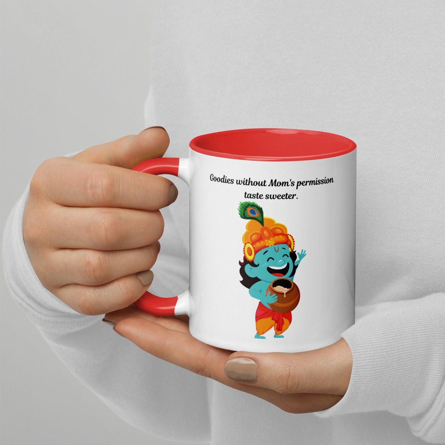 Baby Krishna stealing, multicolour ceramic mug