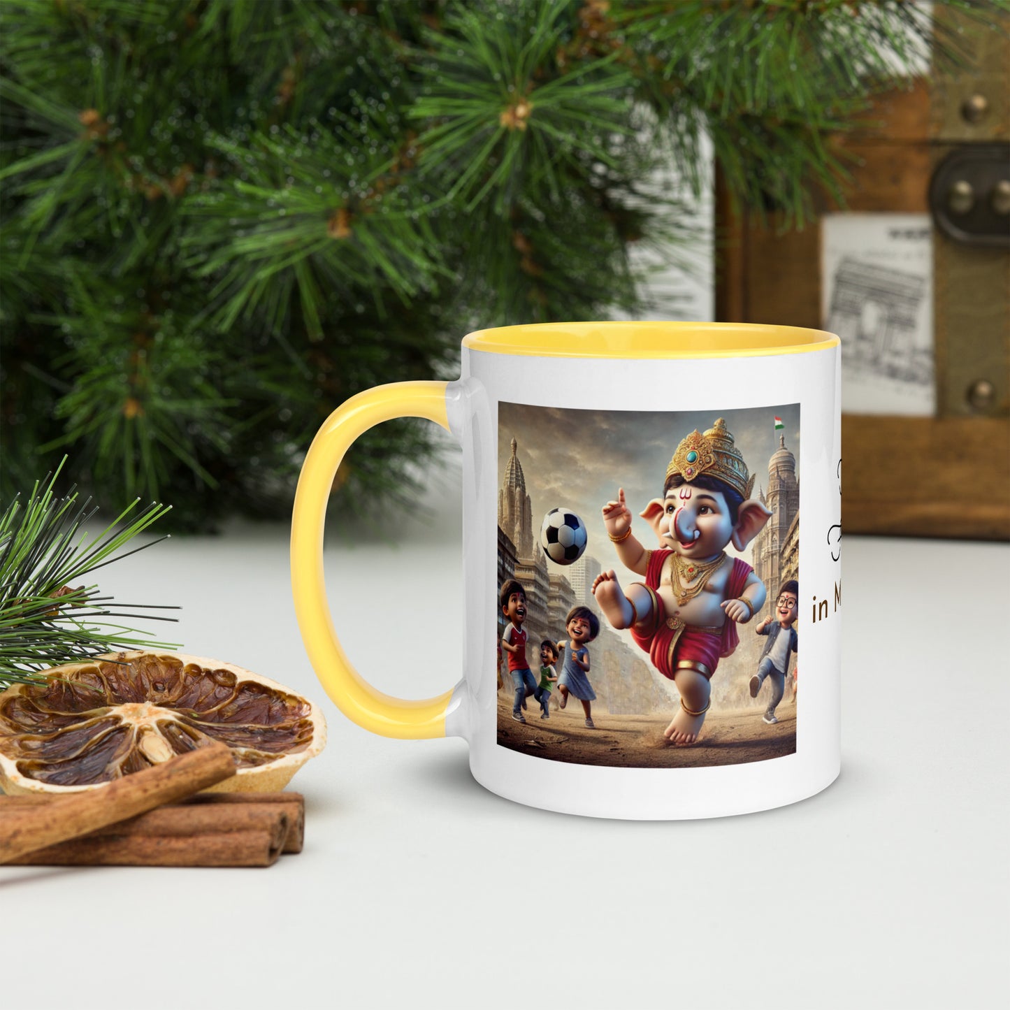 Football with Ganesha Mug with Color Inside