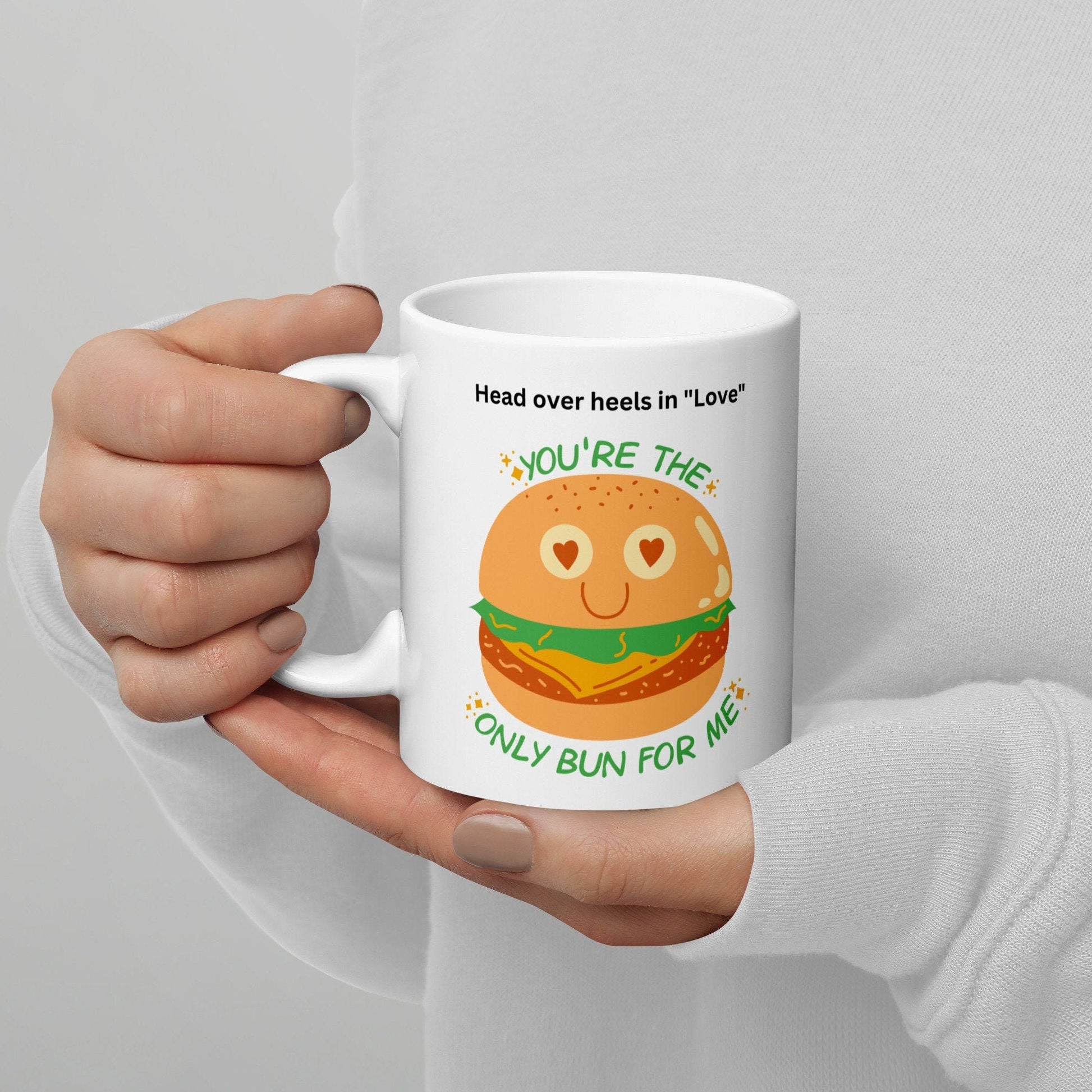 Love burger coffee mug, punny humour - Kadavil Krafts