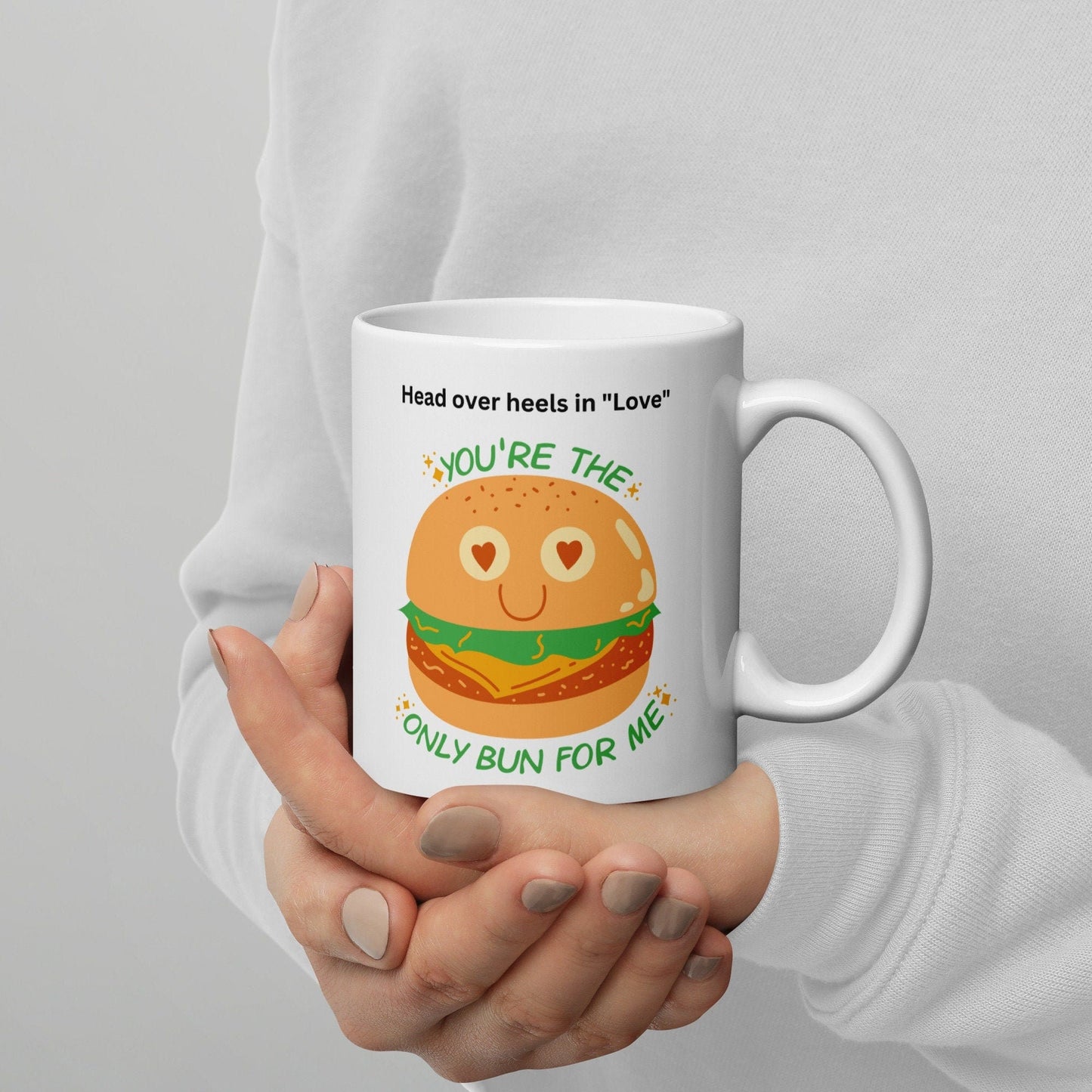 Love burger coffee mug, punny humour - Kadavil Krafts