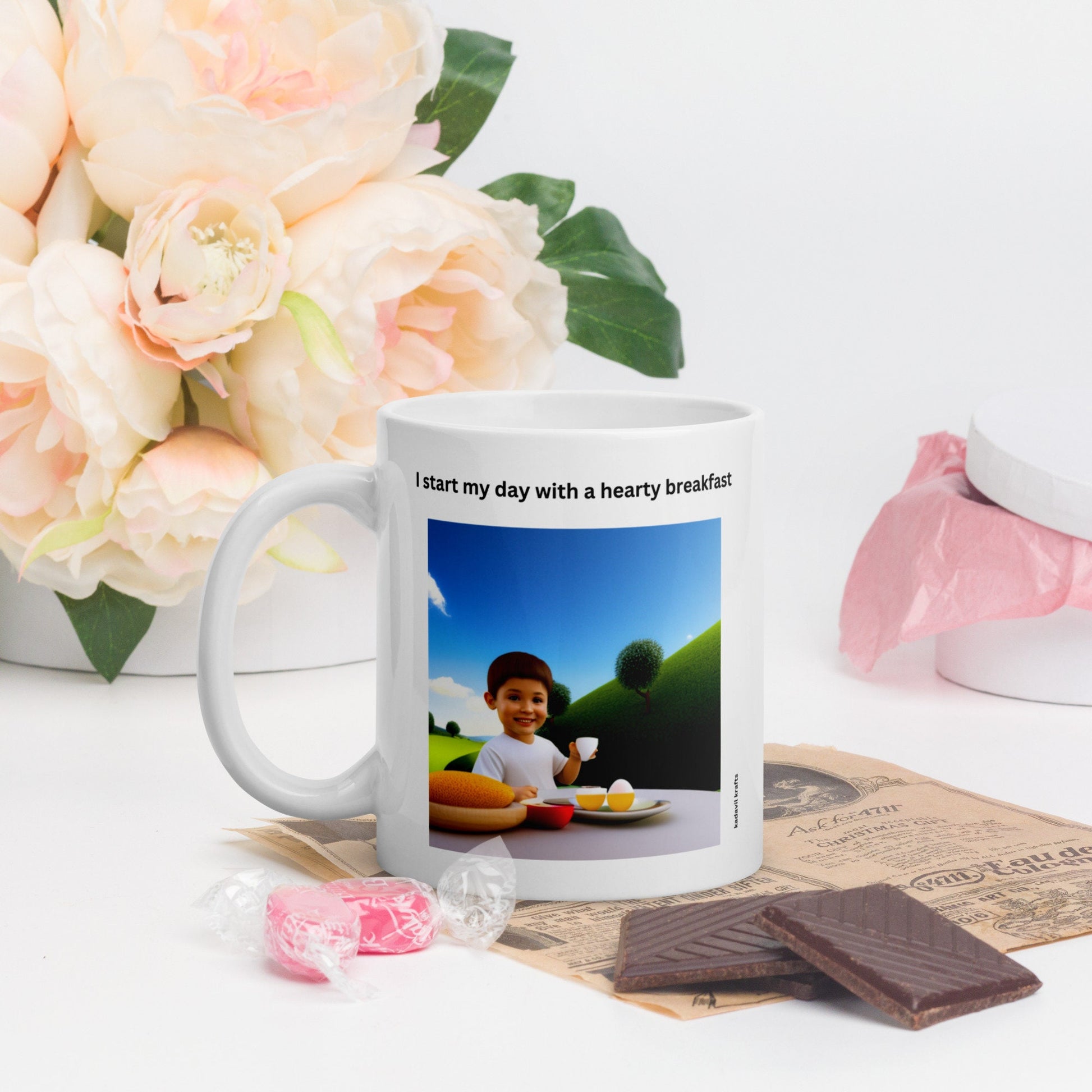 Kids Breakfast glossy mug - Kadavil Krafts